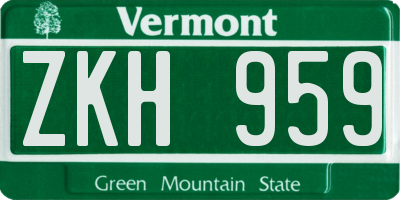 VT license plate ZKH959