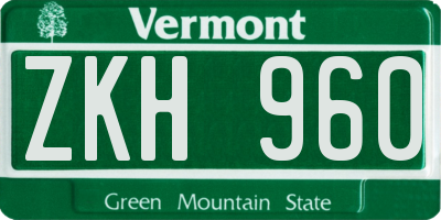 VT license plate ZKH960