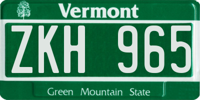 VT license plate ZKH965