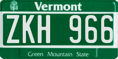 VT license plate ZKH966