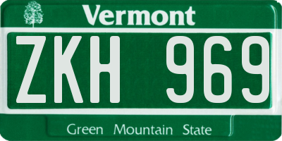 VT license plate ZKH969