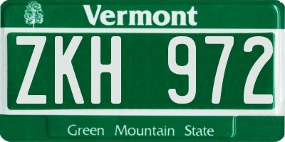 VT license plate ZKH972
