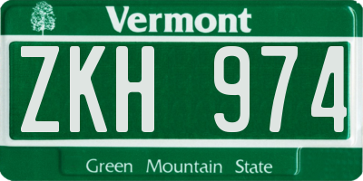 VT license plate ZKH974