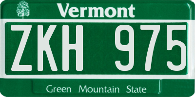 VT license plate ZKH975