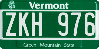 VT license plate ZKH976
