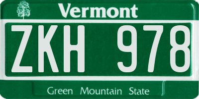 VT license plate ZKH978