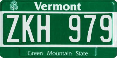 VT license plate ZKH979