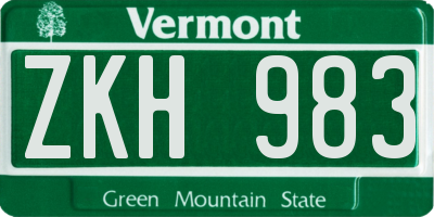 VT license plate ZKH983