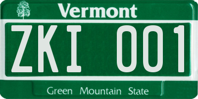 VT license plate ZKI001