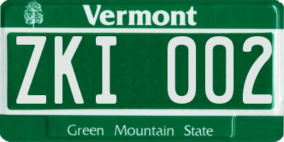 VT license plate ZKI002