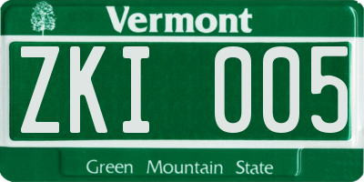 VT license plate ZKI005