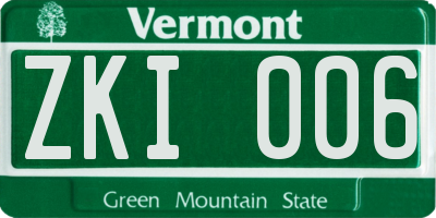 VT license plate ZKI006