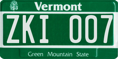 VT license plate ZKI007