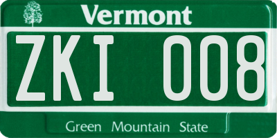 VT license plate ZKI008