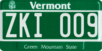 VT license plate ZKI009