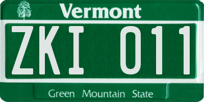 VT license plate ZKI011
