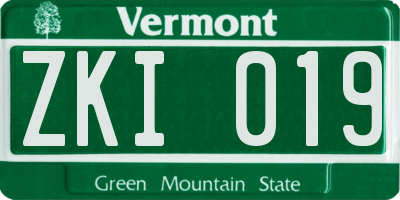 VT license plate ZKI019