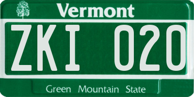 VT license plate ZKI020