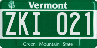 VT license plate ZKI021