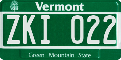 VT license plate ZKI022