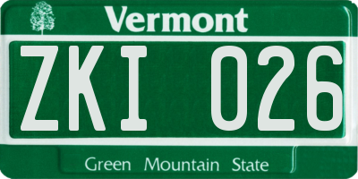 VT license plate ZKI026
