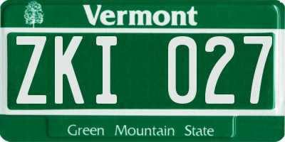 VT license plate ZKI027