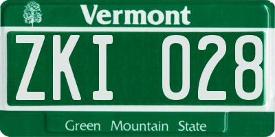 VT license plate ZKI028