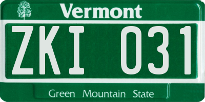 VT license plate ZKI031