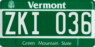 VT license plate ZKI036