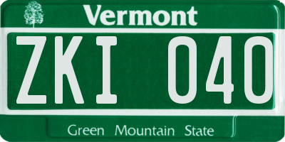VT license plate ZKI040