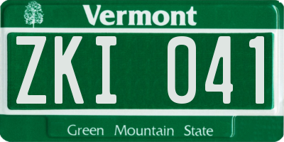 VT license plate ZKI041