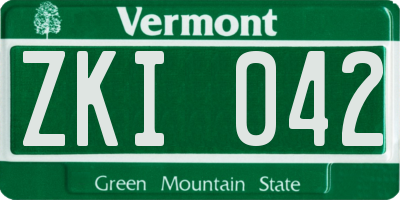 VT license plate ZKI042