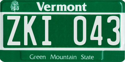 VT license plate ZKI043