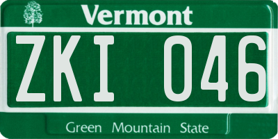 VT license plate ZKI046