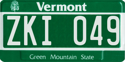 VT license plate ZKI049