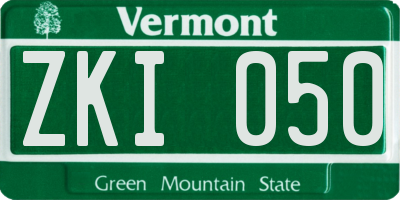 VT license plate ZKI050