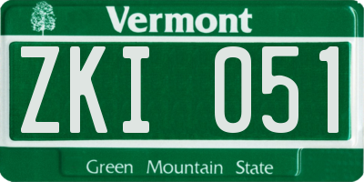 VT license plate ZKI051