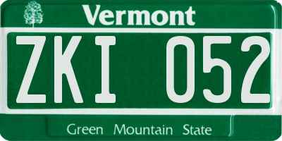 VT license plate ZKI052