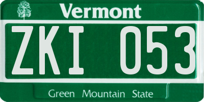 VT license plate ZKI053
