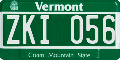 VT license plate ZKI056