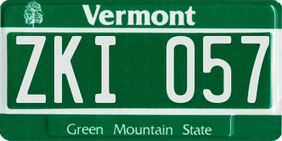 VT license plate ZKI057