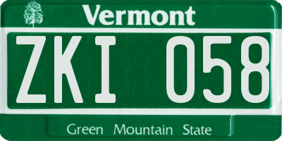 VT license plate ZKI058