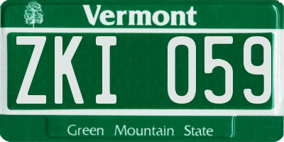 VT license plate ZKI059