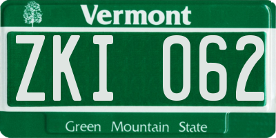 VT license plate ZKI062
