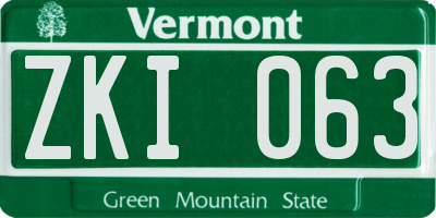 VT license plate ZKI063