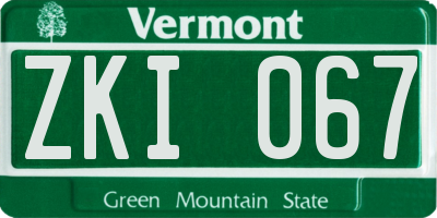 VT license plate ZKI067