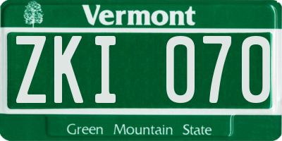 VT license plate ZKI070