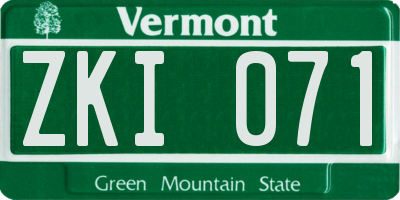 VT license plate ZKI071
