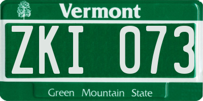 VT license plate ZKI073