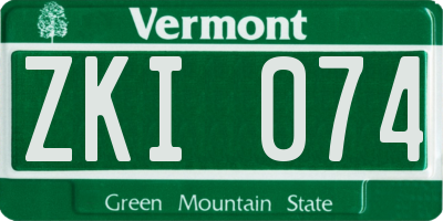 VT license plate ZKI074